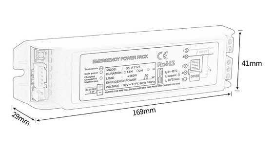11-20W Max 1.25A بسته برق روشنایی اضطراری 2h سفارشی