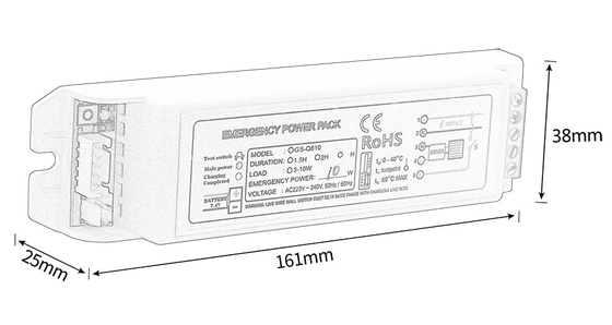 0.05A کیت نورپردازی اضطراری قدرت کامل GS-Q810 تبدیل کننده 10W حالت اضطراری اینورتر نوع نگهداری