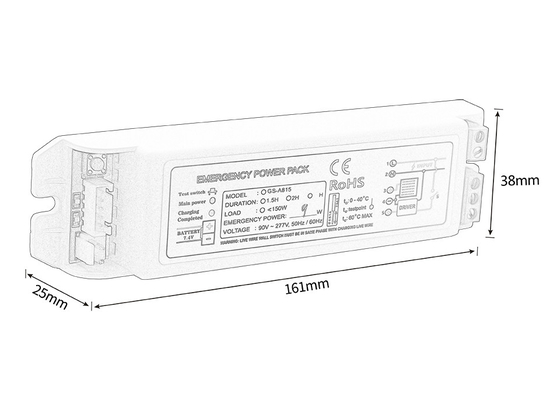 OEM DC 21-100V Emergency Power Pack 6-13W کیت روشنایی اضطراری